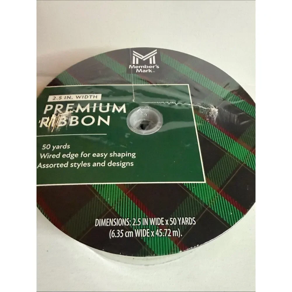 Premium Plaid Wired Ribbon in Green and Yellow - Home Party Supplies